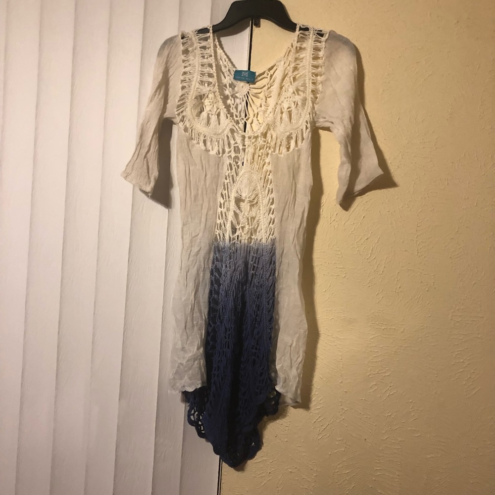 Crinkle Cotton Crochet Inset Top